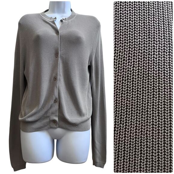 Wilfred Aritzia Gray Textured Classic Cardigan Size Medium Office Workwear - Picture 1 of 13